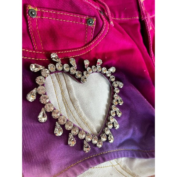 AREA Pink and Purple Jean Shorts - Picture 3 of 14